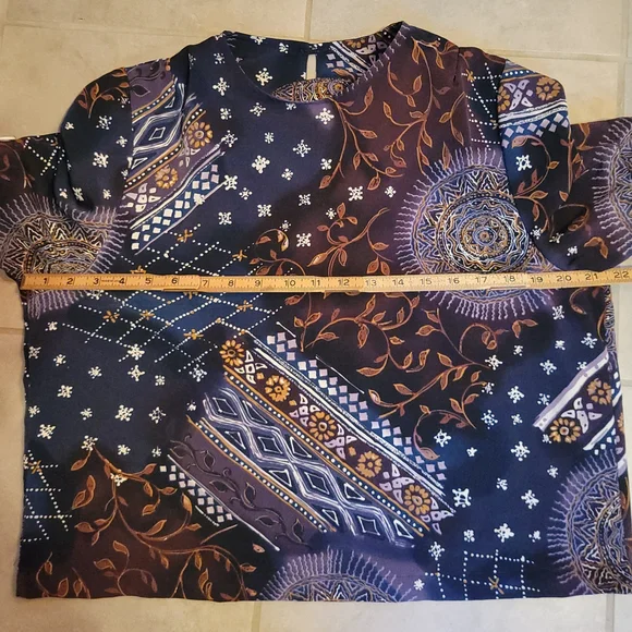 BonWorth Women's Blouse - Black and Purple with Brown Accents - Picture 7 of 8